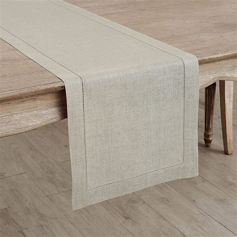 🔥 Crazy Deals Solino Home 100% Pure Linen Hemstitch Table Runner - 14 x 60 Inch, Handcrafted from European Flax, Machine Washable Classic Hemstitch - Natural